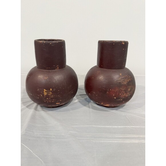 Hand-Painted Lacquer Vases – Burgundy Floral – Set of 2 - Picture 3 of 8